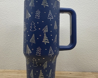 Laser Engraved Christmas Tree Tumbler: Personalized 40oz Stainless Steel