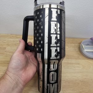 We The People Laser Engraved Tumbler: Personalized USA Flag 40oz
