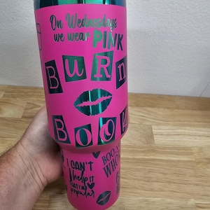40oz Burn Book mean girls laser engraved tumbler with custom name