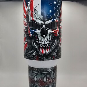 40oz We the People Tumbler: Patriotic Skull, Customizable Gift
