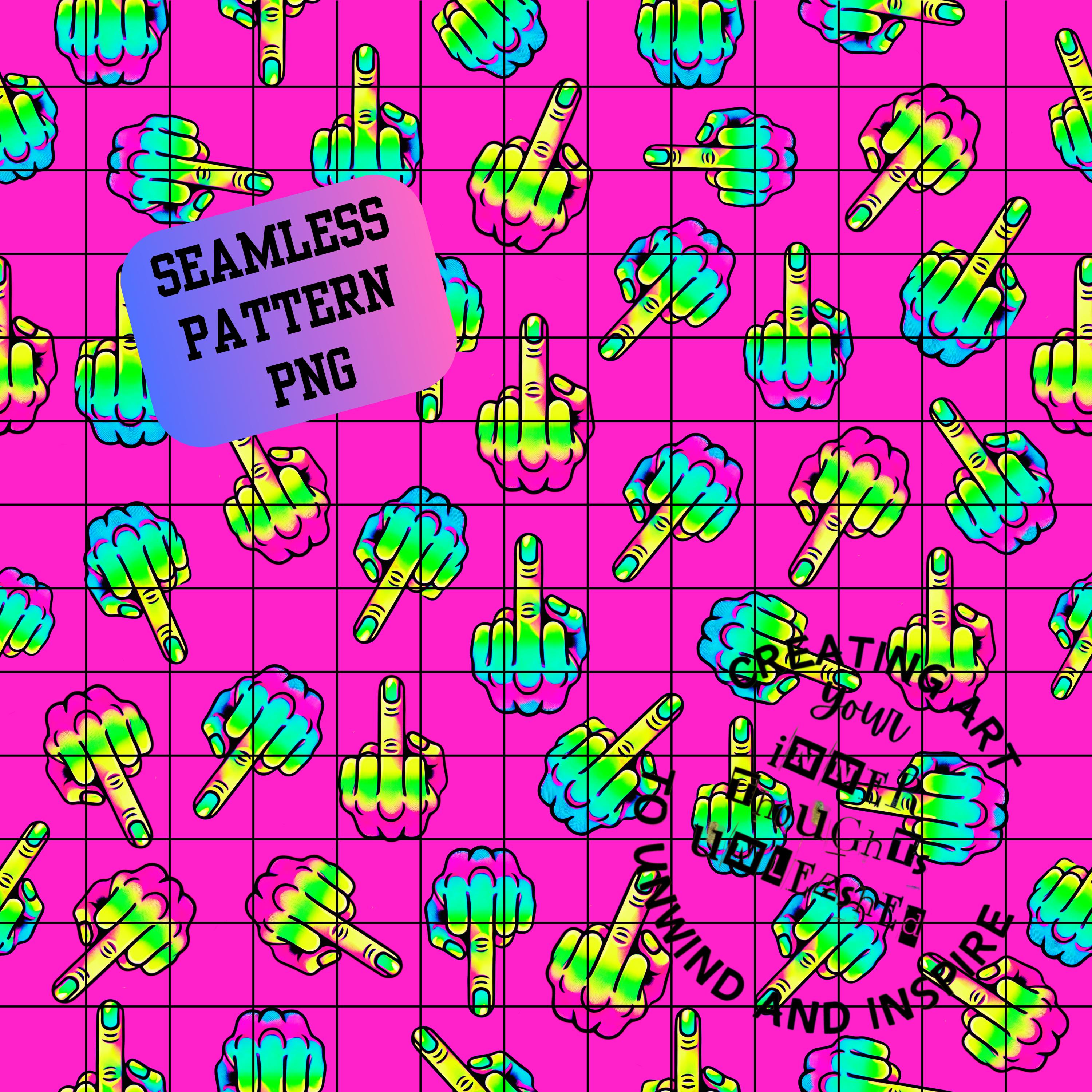 Middle Finger Seamless Pattern: PNG Bundle for Sublimation (digital ...