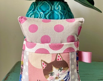 Adorable Cat pin cushion , Japanese YUWA fabric, Princess Cat Tiara Deluxe Pincushion, handmade gift for sewers quilters sewing accessory