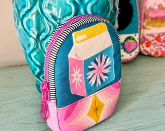 Handmade Mini Backpack Coin Cardholder with the Juicy fabric designed by Melody Miller by Ruby Star Society Ten 10 Years of Magic Panel.