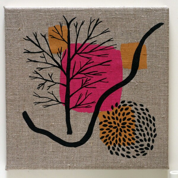 Landscape No: 1 Wall Hanging on Stretched Linen 10x10"
