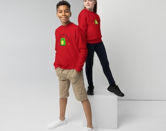 Jeugdsweatshirt met ronde hals voor kinderen, cadeau-idee met kikkerprint