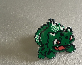 Bulbasaur - Pokémon Pin // Nintendo Hat Pin // Pixel Tie Tack // Retro lapel pin // resin coated shrink plastic similar to enamel pin