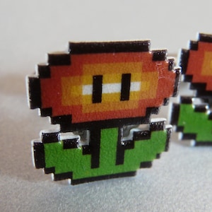 Super Mario 3 Feuer Blume Manschettenknöpfe / / Videospiel Manschettenknöpfe / / Geek Hochzeit Manschettenknöpfe / / Super Mario Cufflinks / / Trauzeugen Bild 2