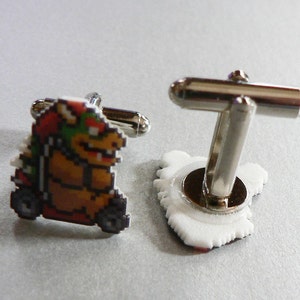 bowser mario kart Cufflinks // Video Game Cufflinks // Geek Wedding Cufflinks // Gamer Wedding Cuff Links // Groomsmen Gift image 2