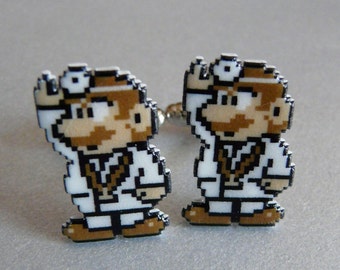 the doctor is in - dr. mario Cufflinks // Video Game Cufflinks // Geek Wedding Cufflinks // Gamer Wedding Cuff Links // Groomsmen Gift