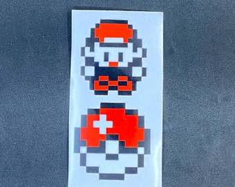Pokemon Trainer and Pokeball Pixelated Sticker Pack  // Pokemon Stickers // Nintendo Stickers // Car Decals // Trainer Pokeball