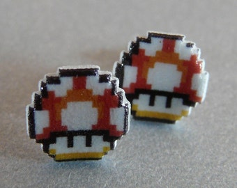 magic mushroom - super mario 3 stud earrings