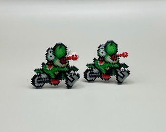 Yoshi Bike Cufflinks // Yoshi Cufflinks // Video Game Cufflinks // Geek Wedding Cufflinks // Gamer Wedding Cuff Links // Groomsmen Gift