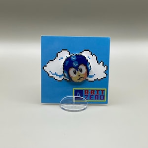 Mega Man Pin // Nintendo Hat Pin // Pixel Tie Tack // Retro Mega Man pin // resin coated shrink plastic similar to enamel pin // Mega Man
