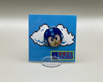 Mega Man-pin // Nintendo Hat-pin // Pixel Tie Tack // Retro Mega Man-pin // harsgecoat krimpplastic vergelijkbaar met emailpin // Mega Man