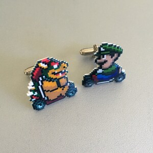 bowser mario kart Cufflinks // Video Game Cufflinks // Geek Wedding Cufflinks // Gamer Wedding Cuff Links // Groomsmen Gift image 3