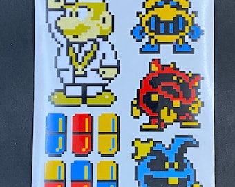 Doctor Mario Pixelated Sticker Pack  // Dr Mario Video Game Stickers // Nintendo Stickers // Car Decals // Kiss Cut Vinyl Stickers