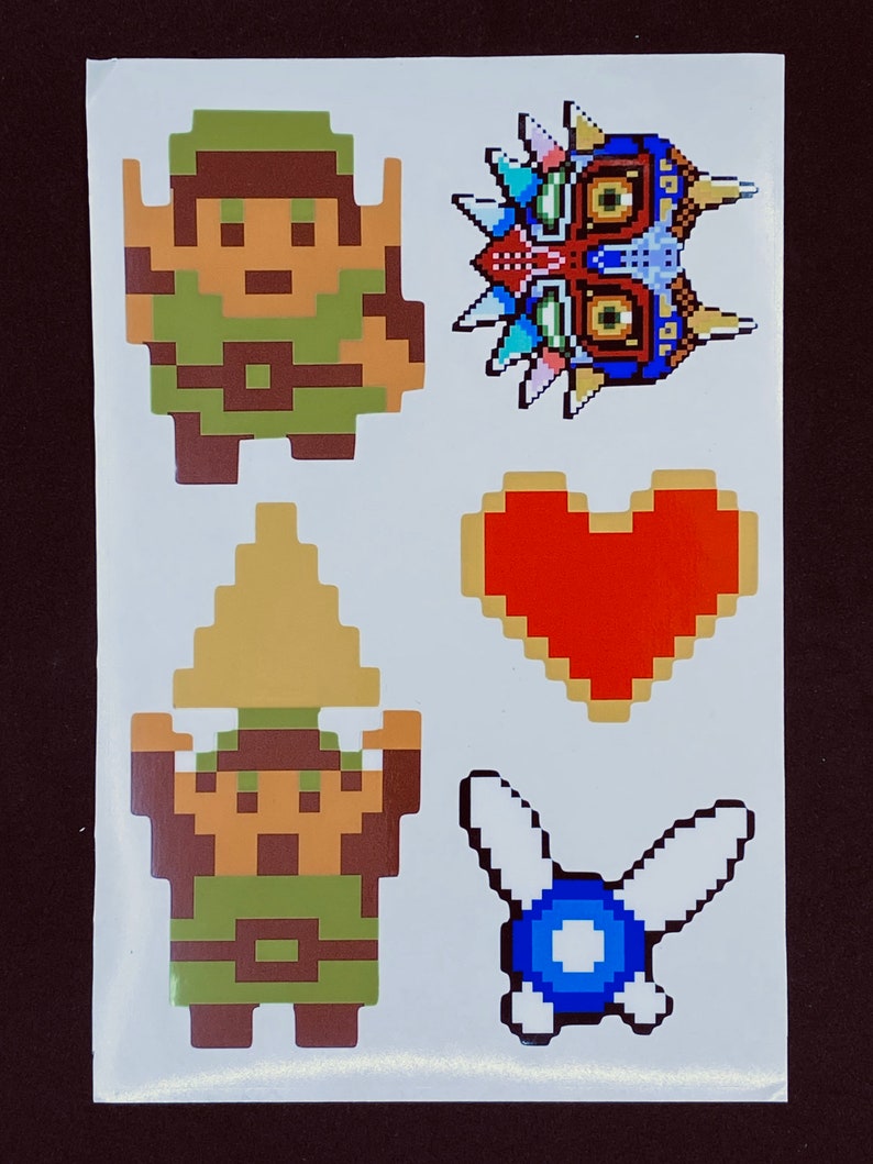 Legend of Zelda Various Pixelated Sticker Pack // Legend of Zelda Video Game Stickers // Nintendo Stickers // Car Decals // Vinyl Stickers image 1