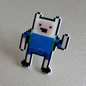 adventure time finn the human pin // Hat Pin // Pixel Tie Tack // Retro lapel pin // resin coated shrink plastic similar to enamel pin