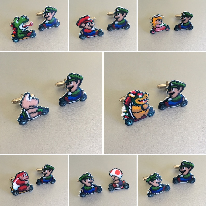 mario kart Cufflinks elegir su personaje favorito // Video Game Cufflinks // Geek Wedding Cufflinks // Gamer Wedding Cuff Links // Gamer Wedding Cuff Links // Gamer Wedding Cuff Links // Gamer Wedding Cuff Links // Gamer Wedding Cuff Links // Gamer Wedding Cuff Links imagen 1