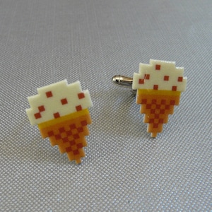 pixel cone - burger time Cufflinks // Video Game Cufflinks // Geek Wedding Cufflinks // Gamer Wedding Cuff Links // Groomsmen Gift