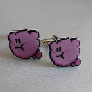 gulp - kirby Cufflinks // Video Game Cufflinks // Geek Wedding Cufflinks // Gamer Wedding Cuff Links // Groomsmen Gift