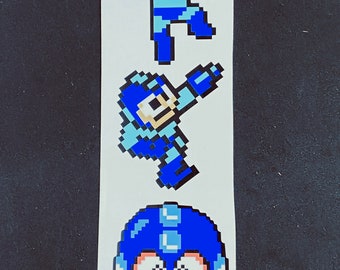 Mega Man Pixelated Sticker Pack  // Video Game Stickers // Nintendo Stickers // Car Decals // Kiss Cut Vinyl Stickers // Megaman