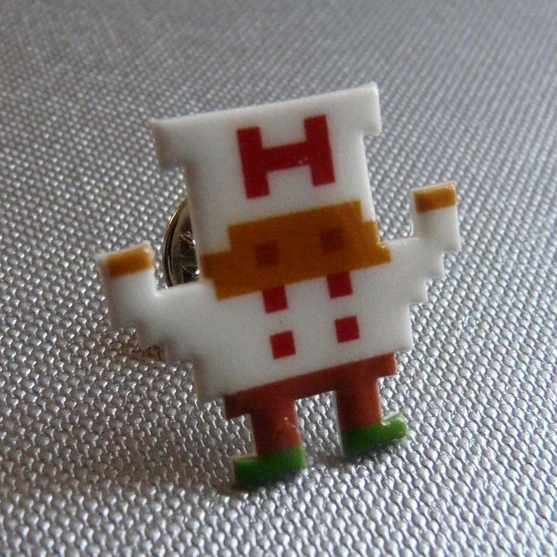 BurgerTime Pin Peter Pepper // Nintendo Arcade Hat Pin // Tie Tack // Retro lapel pin // resin coated shrink plastic similar to enamel pin image 1