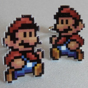 It&#39;s-a me - super mario 3 Cufflinks // Video Game Cufflinks // Geek Wedding Cufflinks // Gamer Wedding Cuff Links // Groomsmen Gift