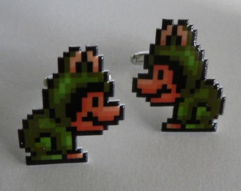 froggy went a courtin' - super mario 3 frog mario Cufflinks // Video Game Cufflinks // Geek Wedding Cufflinks // Gamer Wedding Cuff Links