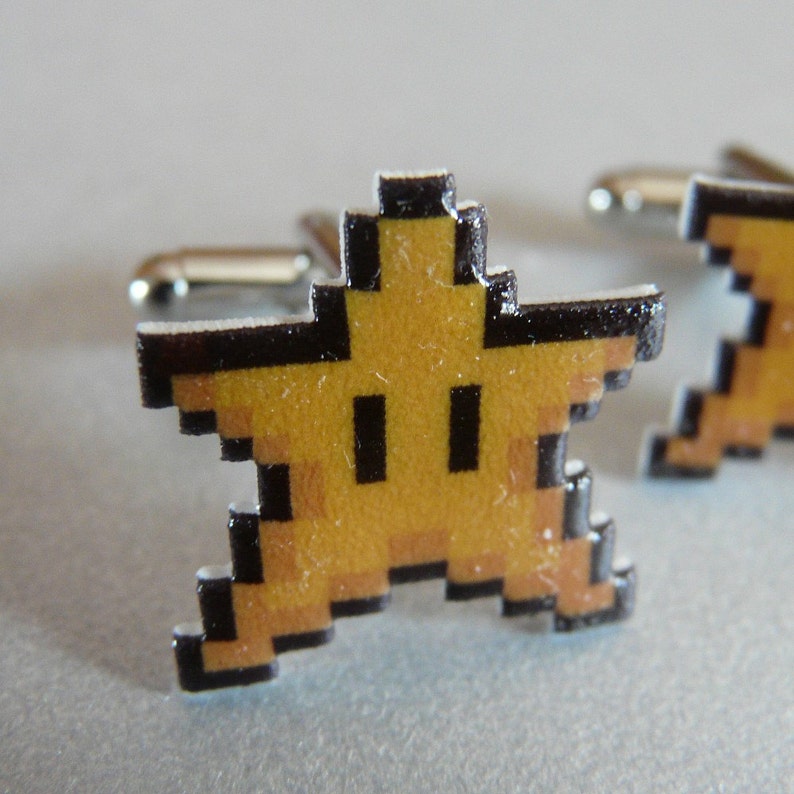 you're invincible super mario 3 Cufflinks // Video Game Cufflinks // Geek Wedding Cufflinks // Gamer Wedding Cuff Links // Groomsmen Gift image 2