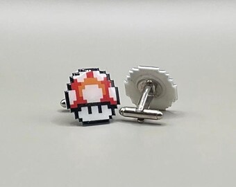 Super Mario 3 Cufflinks // Mushroom Cufflinks //Video Game Cufflinks // Geek Wedding Cufflinks // Gamer Wedding Cufflinks // Groomsmen Gift