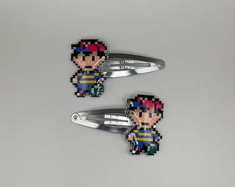 Earthbound Barrettes // Ness Barrettes // EarthBound // Earth Barrettes // Nerdy Barrettes // Gamer Girl // Ness // Earthbound Merch