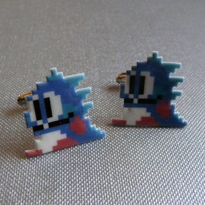 hubba bubba  - bubble bobble Cufflinks // Video Game Cufflinks // Geek Wedding Cufflinks // Gamer Wedding Cuff Links // Groomsmen Gift