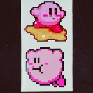 Kirby Pixelated Sticker Pack  // Video Game Stickers // Nintendo Stickers // Car Decals // Kirby Star Kiss Cut Vinyl Stickers
