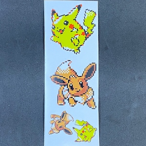 Pokemon Eevee and Pikachu Pixelated Sticker Pack // Pokemon Stickers // Nintendo Stickers // Car Decals // Kiss Cut Vinyl Stickers image 1