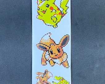 Pokemon Eevee and Pikachu Pixelated Sticker Pack  // Pokemon Stickers // Nintendo Stickers // Car Decals // Kiss Cut Vinyl Stickers