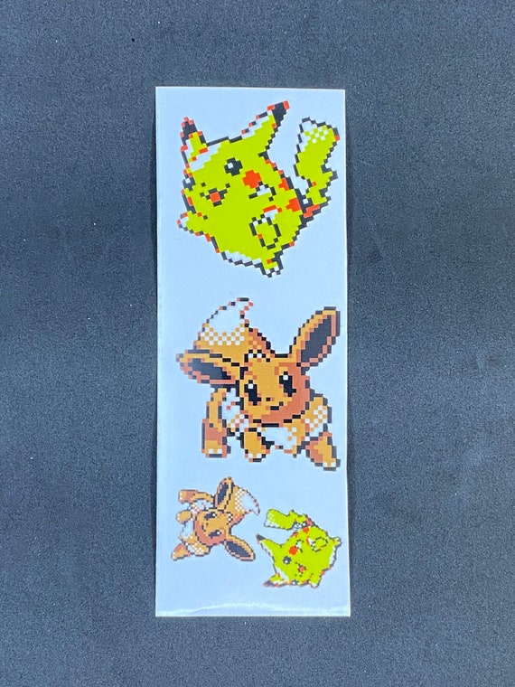 Pokemon Eevee and Pikachu Pixelated Sticker Pack // Pokemon Stickers //  Nintendo Stickers // Car Decals // Kiss Cut Vinyl Stickers 