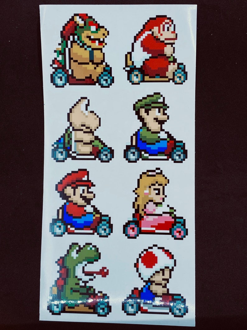Super Mario Kart Pixelated Sticker Pack // Super Mario Video Game ...