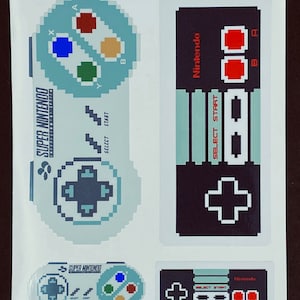 Pacote de adesivos pixelados para controle Nintendo NES/SNES // Adesivos para controle de videogame // Adesivos Nintendo // Decalques para carro // Adesivos de vinil