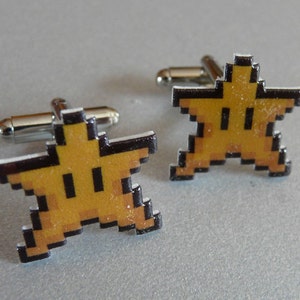 you're invincible super mario 3 Cufflinks // Video Game Cufflinks // Geek Wedding Cufflinks // Gamer Wedding Cuff Links // Groomsmen Gift image 1