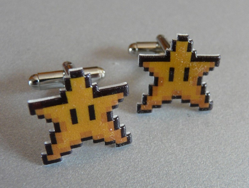 you're invincible super mario 3 Cufflinks // Video Game Cufflinks // Geek Wedding Cufflinks // Gamer Wedding Cuff Links // Groomsmen Gift image 1