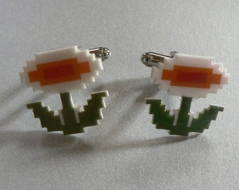 pseuderanthemum incendia (fire flower) - super mario Cufflinks // Video Game Cufflinks // Geek Wedding Cufflinks // Gamer Wedding Cuff Links