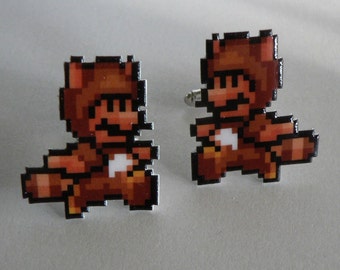 wanna buy a squirrel - super mario 3 tanooki Cufflinks // Video Game Cufflinks // Geek Wedding Cufflinks // Gamer Wedding Cuff Links
