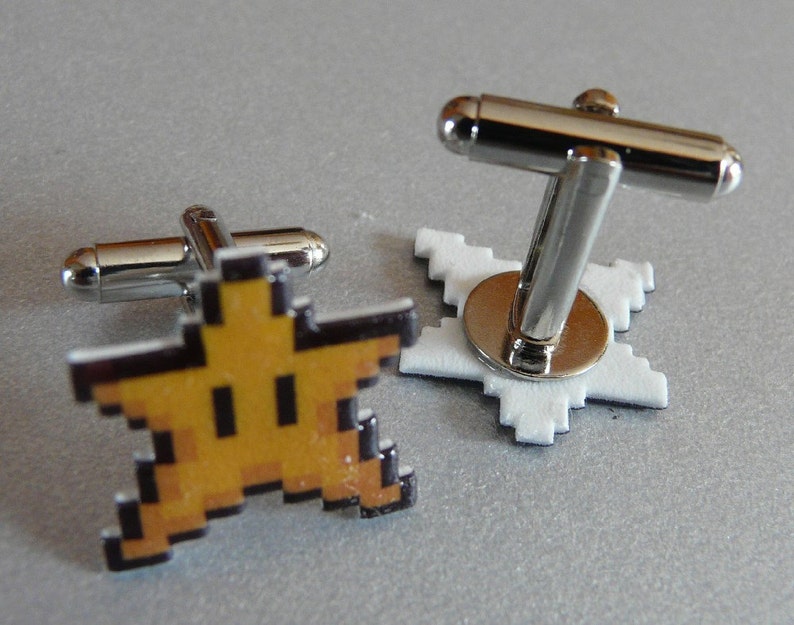 you're invincible super mario 3 Cufflinks // Video Game Cufflinks // Geek Wedding Cufflinks // Gamer Wedding Cuff Links // Groomsmen Gift image 3