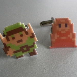 hyrule hero and hottie - link and zelda CufflinkS // Video Game Cufflinks // Geek Wedding Cufflinks // Gamer Wedding Cuff Links