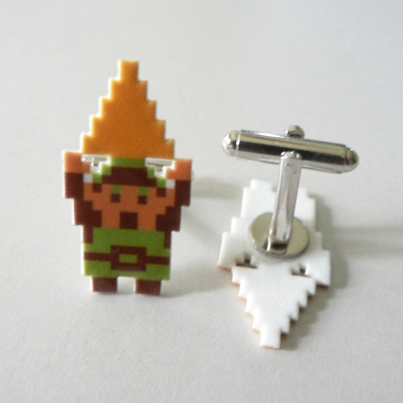 hyrule hero and triforce legend of zelda CufflinkS // Video Game Cufflinks // Geek Wedding Cufflinks // Gamer Wedding Cuff Links image 2