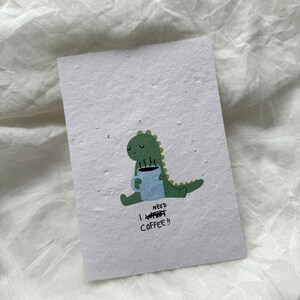 Dino Einpflanzbare Geschenk Karte, Witzige Postkarte, A6 Grußkarte, Blumensaatpapier, Nachhaltig, Geschenk für Ihn, Für Sie, Dinosaurier