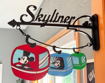 Skyliner Wall Hanging Sign | Disney World Inspired Decor | Mickey & Minnie Skyliner Cars