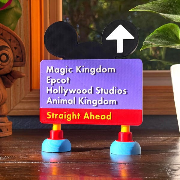 Disney World Road Sign Decor – Magic Kingdom, EPCOT, Animal Kingdom & Hollywood Studios - 3D Printed