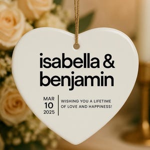 Engagement Gift | Engaged Ceramic Hanging Keepsake | Personalised Engagement Date Ornament | Newly Engaged Couple Gift | Mr & Mrs Gift
